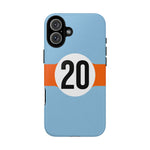 Copy of Blue Orange Number 20 Retro Racing Stripe Tough Phone Case Cover