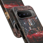 Red FD RX-7 Blossom Alley Tough Phone Case - Rain-Slicked Night