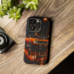 Orange Cuda Phone Case, Rainy City Night Muscle Car Tough Cover