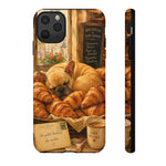 Sleeping French Bulldog with Croissants phone case | cute bakery scene