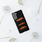 C3 Corvette Art Phone Case Orange, Three-View Vector Cover, Gift