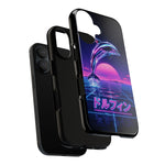Neon Dolphin Retro Wave Tough Case | Vaporwave Japanese Text, 80s Synth Sunset
