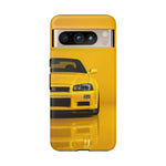 Yellow Skyline Phone Case, R34 GTR 90s JDM Legend Tough Cover for Men Gift
