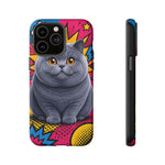 British Shorthair Round Pop Art Tough Phone Case
