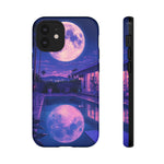 Neon Moonlit Pool Tough Case | Moon Reflection Phone Case, Vaporwave Night Sky
