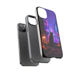Lo-Fi Cat Neon Rain Window Vaporwave Art Tough Phone Case