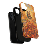 Yorkshire Terrier Jumping in Autumn Leaves Tough Case | Fall Dog Phone Cover