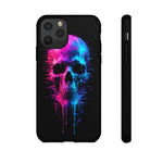 Neon Glitch Skull Phone Case, Dripping Paint Scanline Cover
