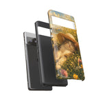 Summer Sunhat Cat Phone Case, Painterly Grass Art Cover