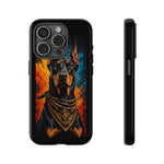 Doberman Bandana Portrait Tough Phone Case - Color Splash
