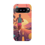 Retro Runner Sunset phone case | 80s Vaporwave jogging design
