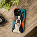Boston Terrier Pop-Art Portrait Tough Phone Case - Teal Orange