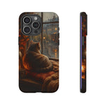 Rainy Window Cat Phone Case, Cozy Painterly Art Cover, Gift