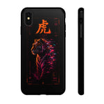 Glitch Tiger Silhouette Art Tough Phone Case - Orange Magenta