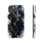 Black Lab Watercolor Art Tough Phone Case - Dog Portrait