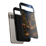 Moonlit Garden Cat Phone Case, Firefly Painterly Art Cover