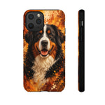Bernese Mountain Dog Portrait Tough Phone Case - Warm Paint Splatter