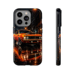 Orange Cuda Phone Case, Rainy City Night Muscle Car Tough Cover