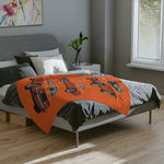 Orange Datsun 240Z Car Illustration Blanket | Vintage Sports Car Microfiber