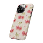 Pink Cherry Pattern Phone Case | Cute Retro Fruit Design