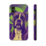 Boxer Halftone Portrait Tough Phone Case - Green and Violet