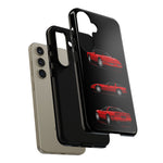 C4 Corvette Art Phone Case Red, Three-View Vector Cover, Gift