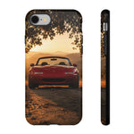 Miata Phone Case, Red JDM Roadster Golden Hour Trail Cover, Gift