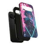 Anime Girl Phone Case Teal, Neon Kanji Calm Gradient Tough Cover