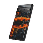 Orange Daytona Phone Case, Rainy City Night Muscle Car Tough Cover