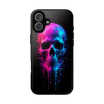 Neon Glitch Skull Phone Case, Dripping Paint Scanline Cover