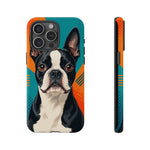 Boston Terrier Pop-Art Portrait Tough Phone Case - Teal Orange