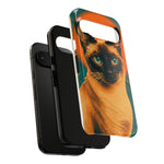 Siamese Cat Retro Halftone Portrait Case - Orange Teal Print