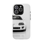 White MK4 Supra Phone Case, Retro 90s JDM Tough Cover for Car Enthusiasts