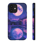 Neon Moonlit Pool Tough Case | Moon Reflection Phone Case, Vaporwave Night Sky