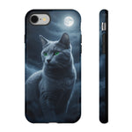 Russian Blue Cat Silver Moonlight Art Tough Phone Case