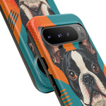 Boston Terrier Pop-Art Portrait Tough Phone Case - Teal Orange