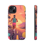 Retro Runner Sunset phone case | 80s Vaporwave jogging design