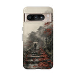 Autumn Temple Steps phone case | Japanese watercolor landscape cover