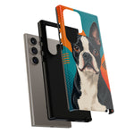 Boston Terrier Pop-Art Portrait Tough Phone Case - Teal Orange