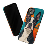 Boston Terrier Pop-Art Portrait Tough Phone Case - Teal Orange