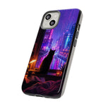 Lo-Fi Cat Neon Rain Window Vaporwave Art Tough Phone Case