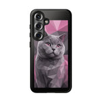 British Shorthair Geometric Portrait Tough Phone Case - Pink Gray Poly