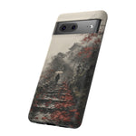 Autumn Temple Steps phone case | Japanese watercolor landscape cover