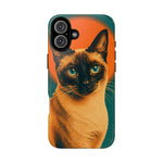 Siamese Cat Retro Halftone Portrait Case - Orange Teal Print