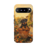 Rottweiler Puppy in Flower Pot Tough Case | Floral Dog Phone Cover