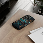 Vintage Teal 1957 Bel Air Classic Car Tough Case | Retro Rainy City Phone Cover