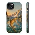 Leaping Golden Trout Lake Scene phone case | Tough Cover