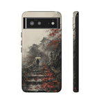 Autumn Temple Steps phone case | Japanese watercolor landscape cover