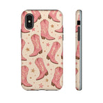 Pink Cowboy Boots phone case | Western pattern | Pastel stars