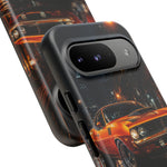 Orange Cuda Phone Case, Rainy City Night Muscle Car Tough Cover